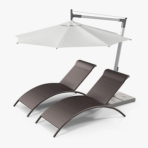 Sun Lounge Chairs and Umbrella