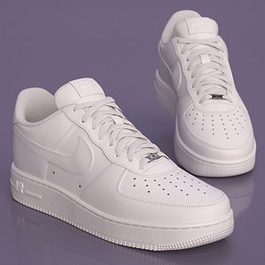 3D model Nike Air Force 1 Low Leather Sneakers White