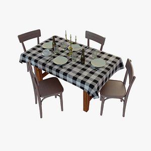 3d model table chairs