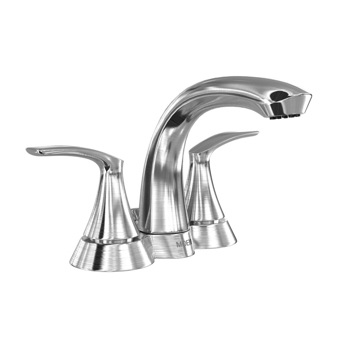 Darcy Spot Resist Brushed Nickel Two-Handle Low Arc Bathroom Faucet 3D ...