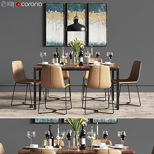 3D dinning set dining chair model