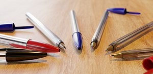 realistic clear bic pen 3D model