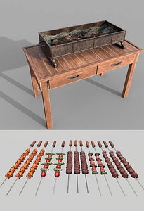 Barbeque Meat and Vegetables Models