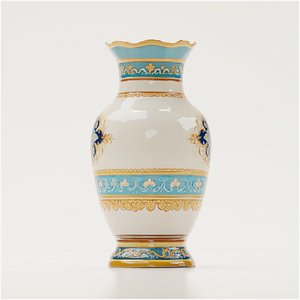 Elegant Blue Gold Vase low-poly 3d model model