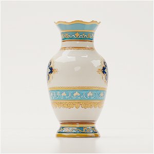 Elegant Blue Gold Vase low-poly 3d model