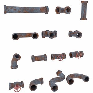 3D model Realistic 14 Industrial Pipe Pack