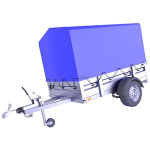 3D Cover Utility Cargo Trailer Low Poly 18