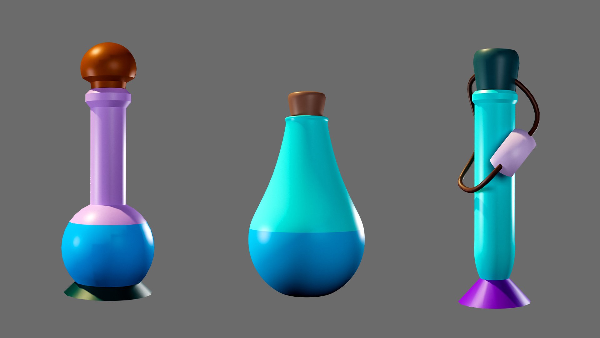 3D Model Cartoon Flasks - TurboSquid 2078827