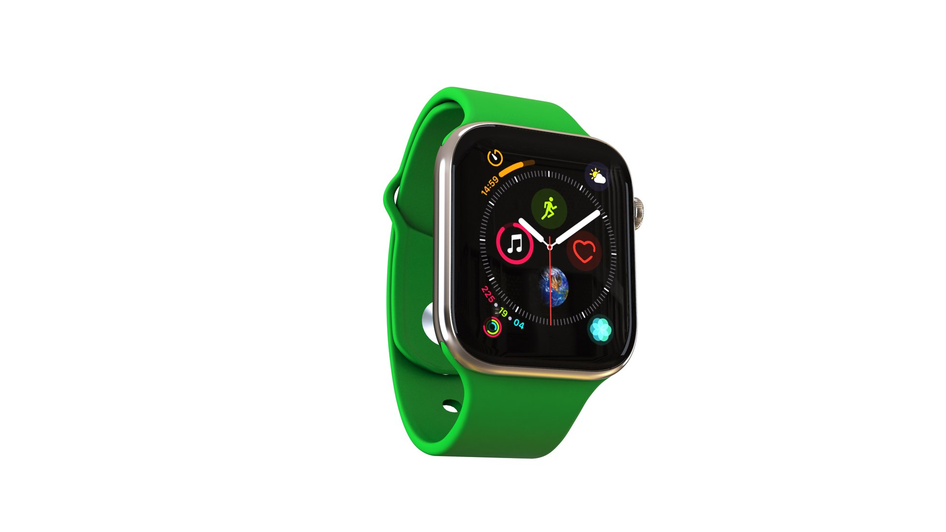 Apple Watch Series 4 44mm Stainless Steel Case - Green 3D model