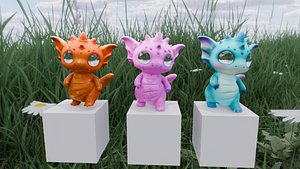 3D toon Turquoise Dinosaur 3d model animated games ready Low