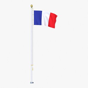 FranceFlagStandPoleAnimated 3D model