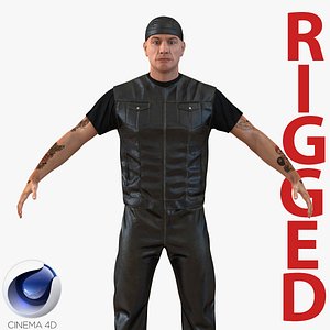 3d model biker man generic rigged