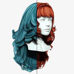 Female Long Hair - Fathered Hair Cut 3D model
