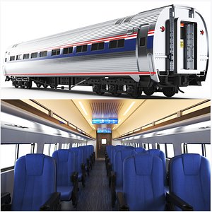 Detailed Passenger Train Car With Interior