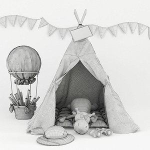 Wigwam for children with decor 3D model