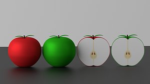 Cartoon Apple Fruit and Slice model