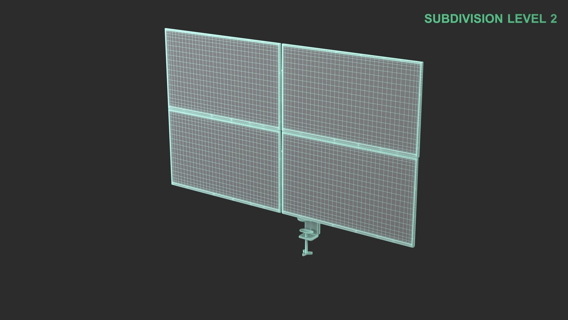 3D Four Monitors With Stand model https://p.turbosquid.com/ts-thumb/km/wAzyWx/KI/wireframe_0001/jpg/1744264537/1920x1080/fit_q87/a875eeaa55856ec81ea90fc67c94362fd5b1fd9d/wireframe_0001.jpg