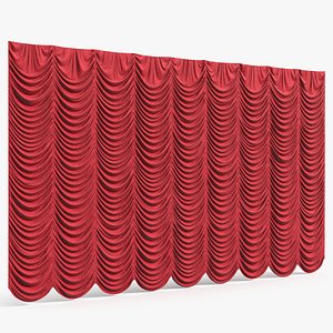 Austrian Stage Curtain Draped Fabric Red