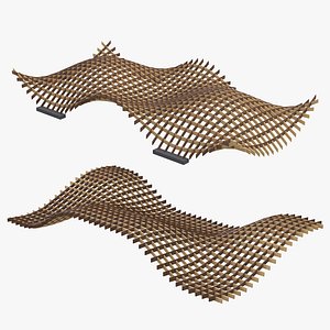 Interlocking Wooden Pavilion Structures Set model