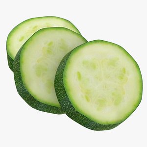 realistic zucchini cut 3D model