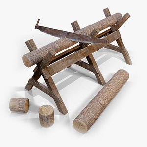 Saw stand and wood log model