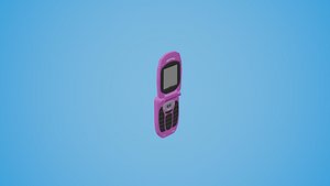 3D Flip Phone with Antenna and Flat Screen model