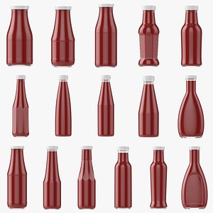 3D model Barbecue sauce in glass bottles