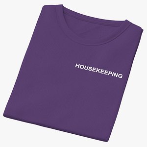 3D Female Crew Neck Folded Purple Housekeeping 01