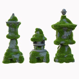 Japanese Stone Lantern 3D model