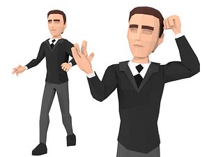 Low-Poly Business elegant man 3D rigged model