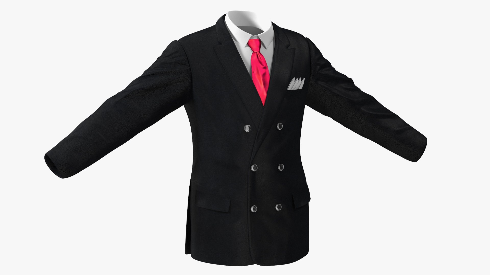 3D Black Suit Jacket And Red Necktie Model - TurboSquid 2133276