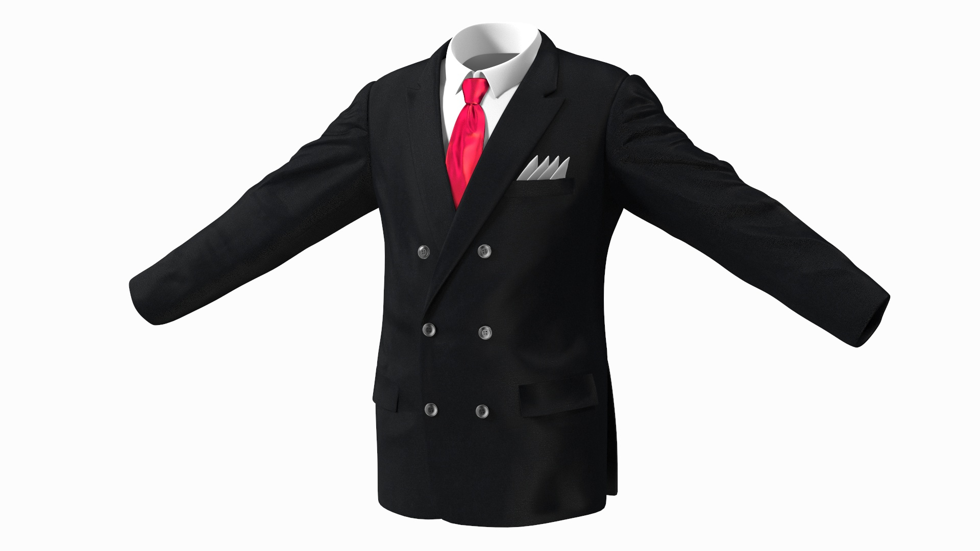 3D Black Suit Jacket and Red Necktie model - TurboSquid 2133276