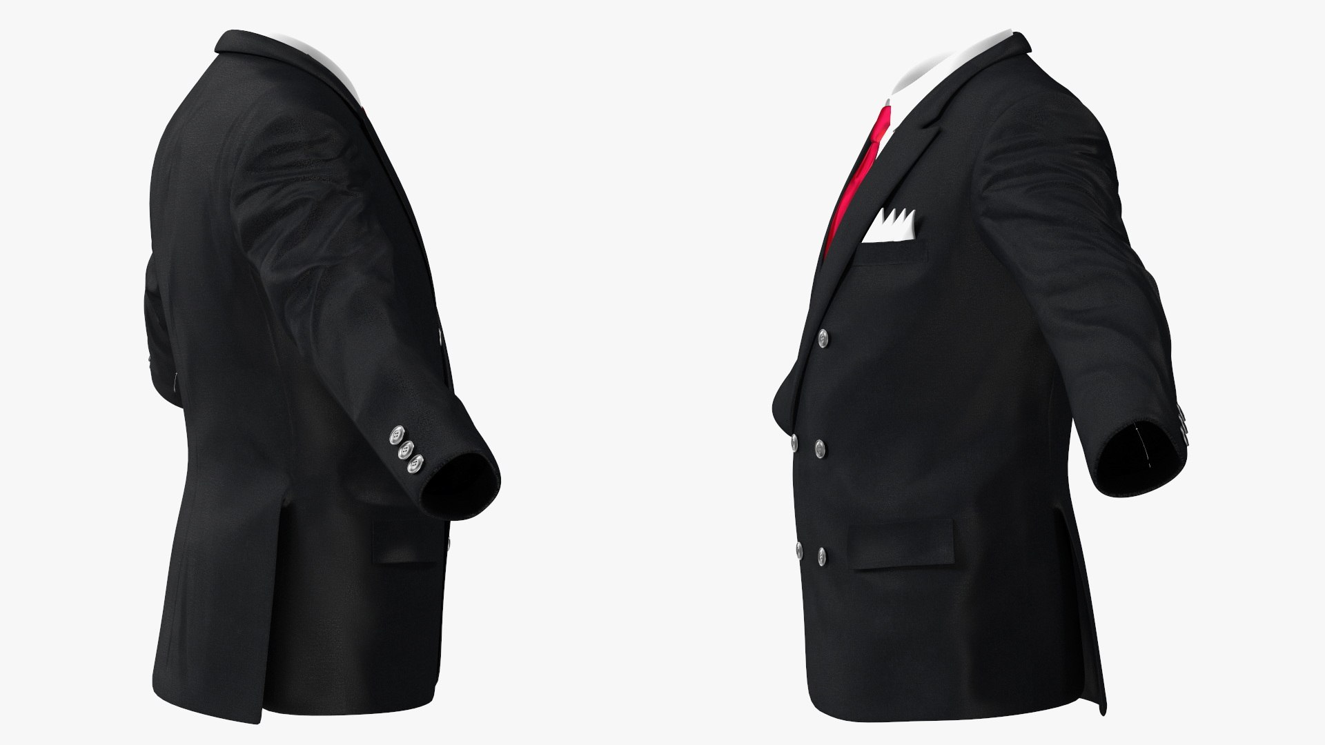 3D Black Suit Jacket And Red Necktie Model - TurboSquid 2133276