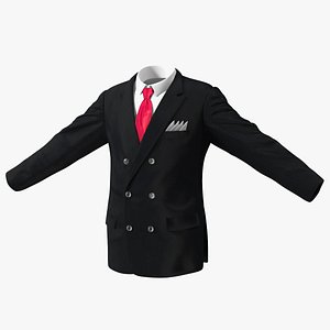 Black Suit Jacket and Red Necktie