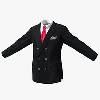 Black Suit Jacket and Red Necktie