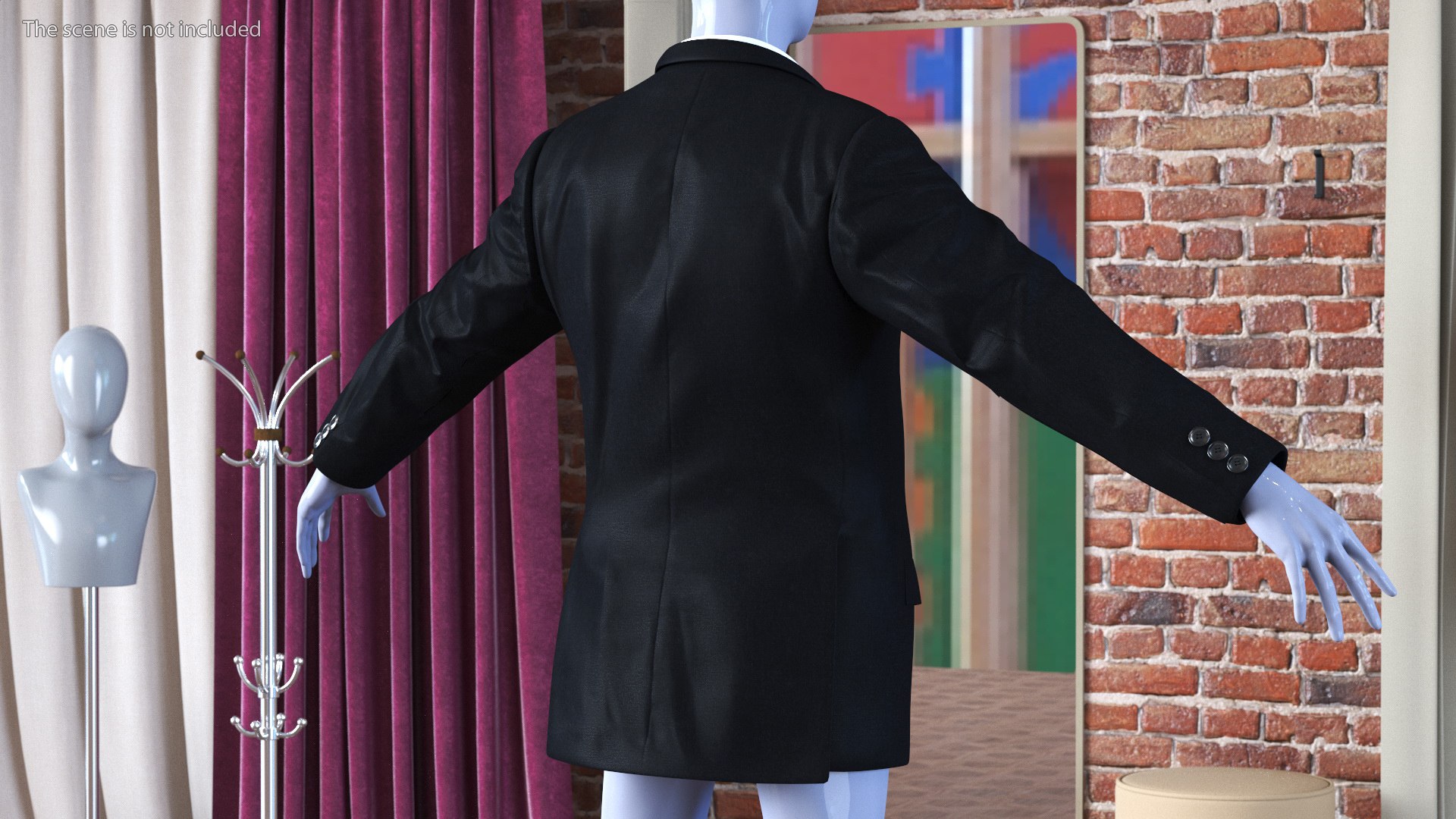 3D Black Suit Jacket And Red Necktie Model - TurboSquid 2133276