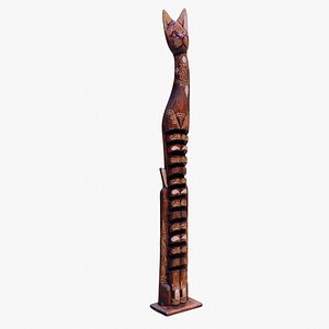 Wooden cat CD tower holder low-poly 3D model 3D model