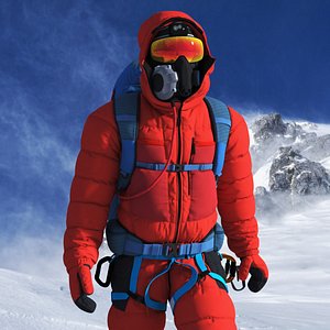 3D Fully Equipped Alpine Mountaineer Rigged for Cinema 4D