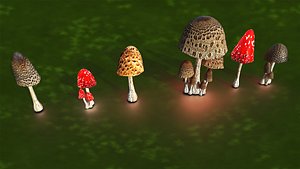 Mushroom plus Emissive Textures PBR Low-poly 3D model 3D model