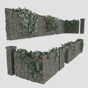 Stone wall with ivy 3D model