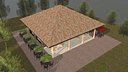Cafe by small house
