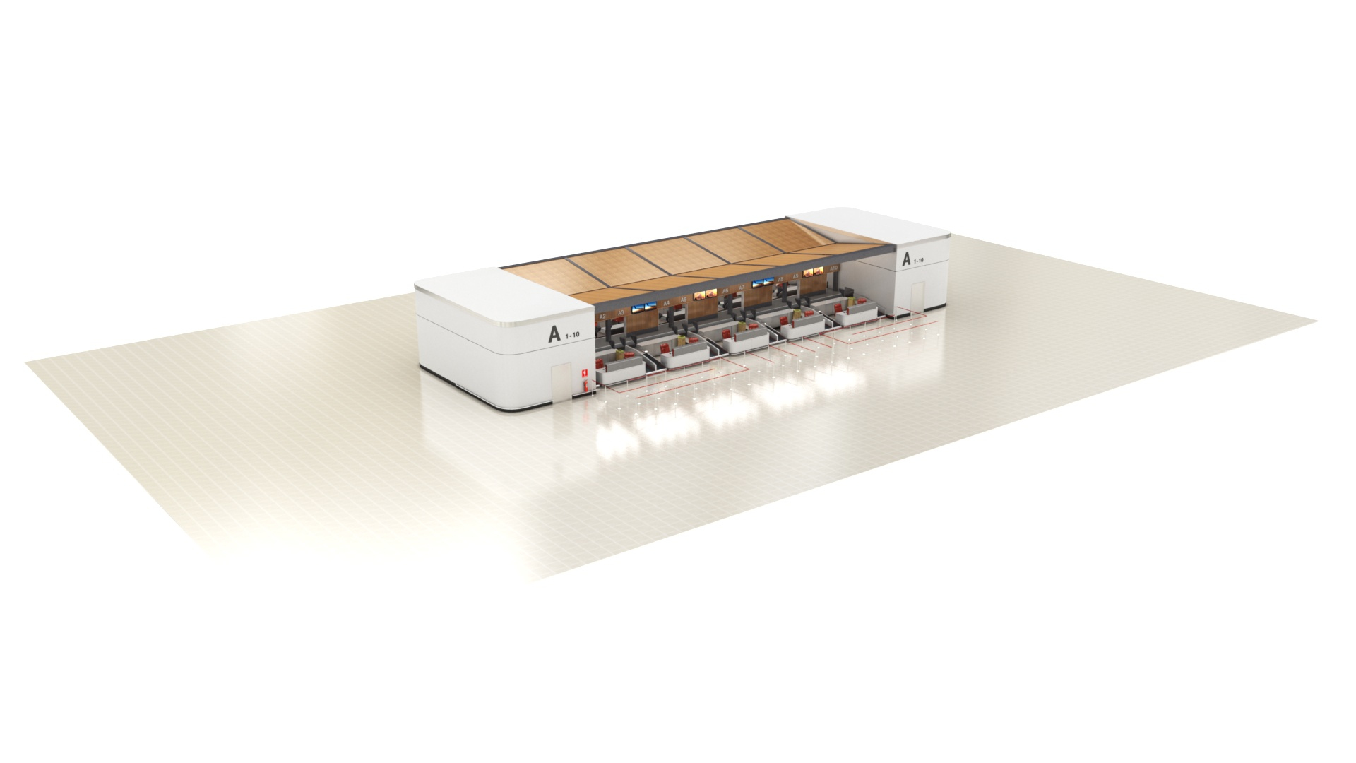 3D Airport Check-in Counter Model - TurboSquid 1427793
