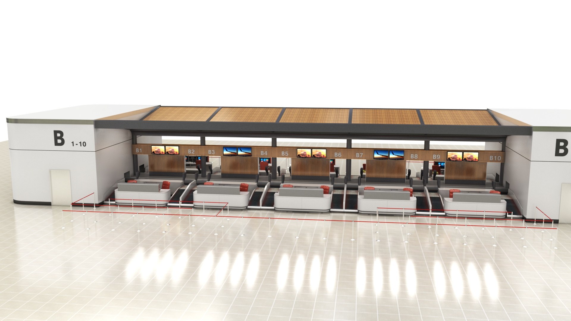 3D Airport Check-in Counter Model - TurboSquid 1427793
