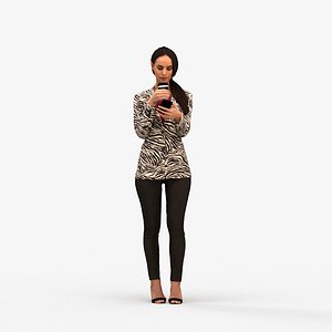 00242Hannah008 - Adult Caucasian woman standing in office wearing autumn business attire holding cof