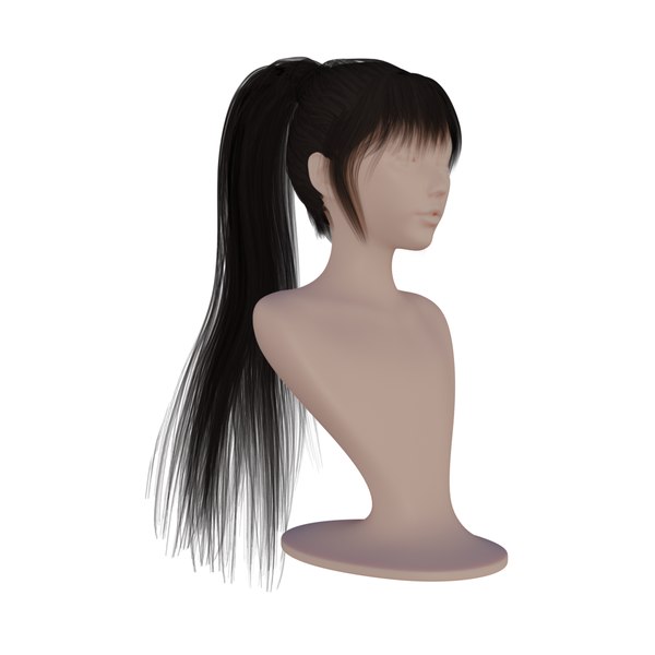 Realistic Woman Black high ponytail long Hair Style 3D - TurboSquid 1817154