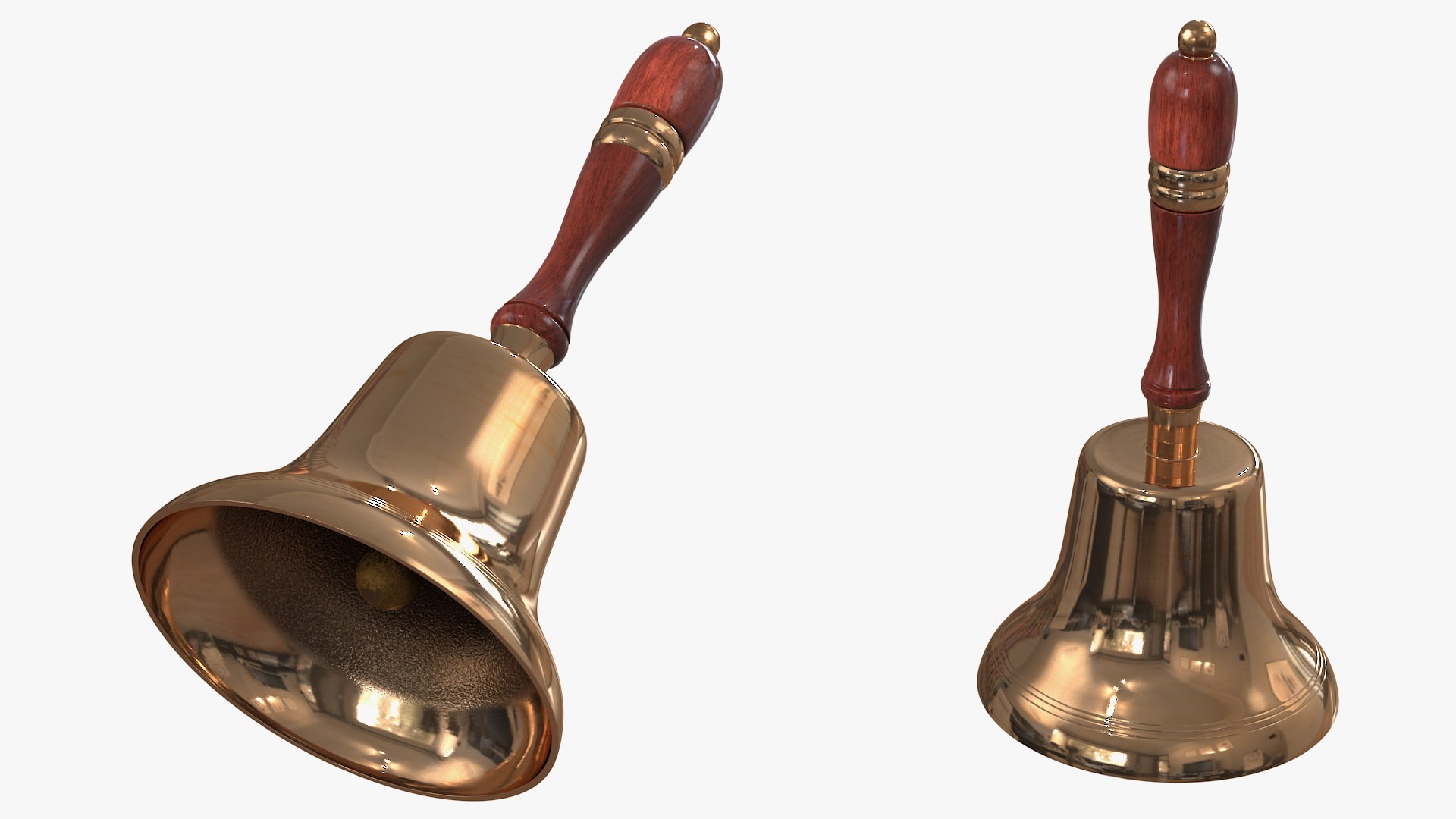 Brass Altar Bell with Wood Handle 3D model preview