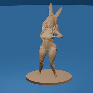 Sexy Toon Girl wearing rabbit ears and tail 3D