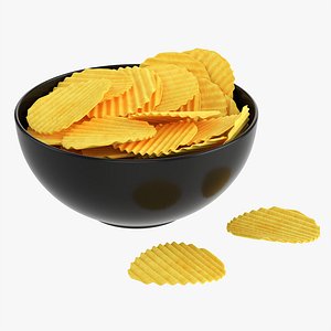 Potato chips in bowl 03 3D model