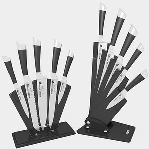 3D model Kitchen Knife Set with Stand 3D Model