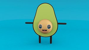 3D avocado guy mascot toon
